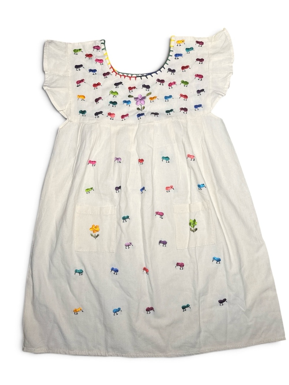 Girls Embroidered Sheep Dress Size 6 Colorful Boho Boutique